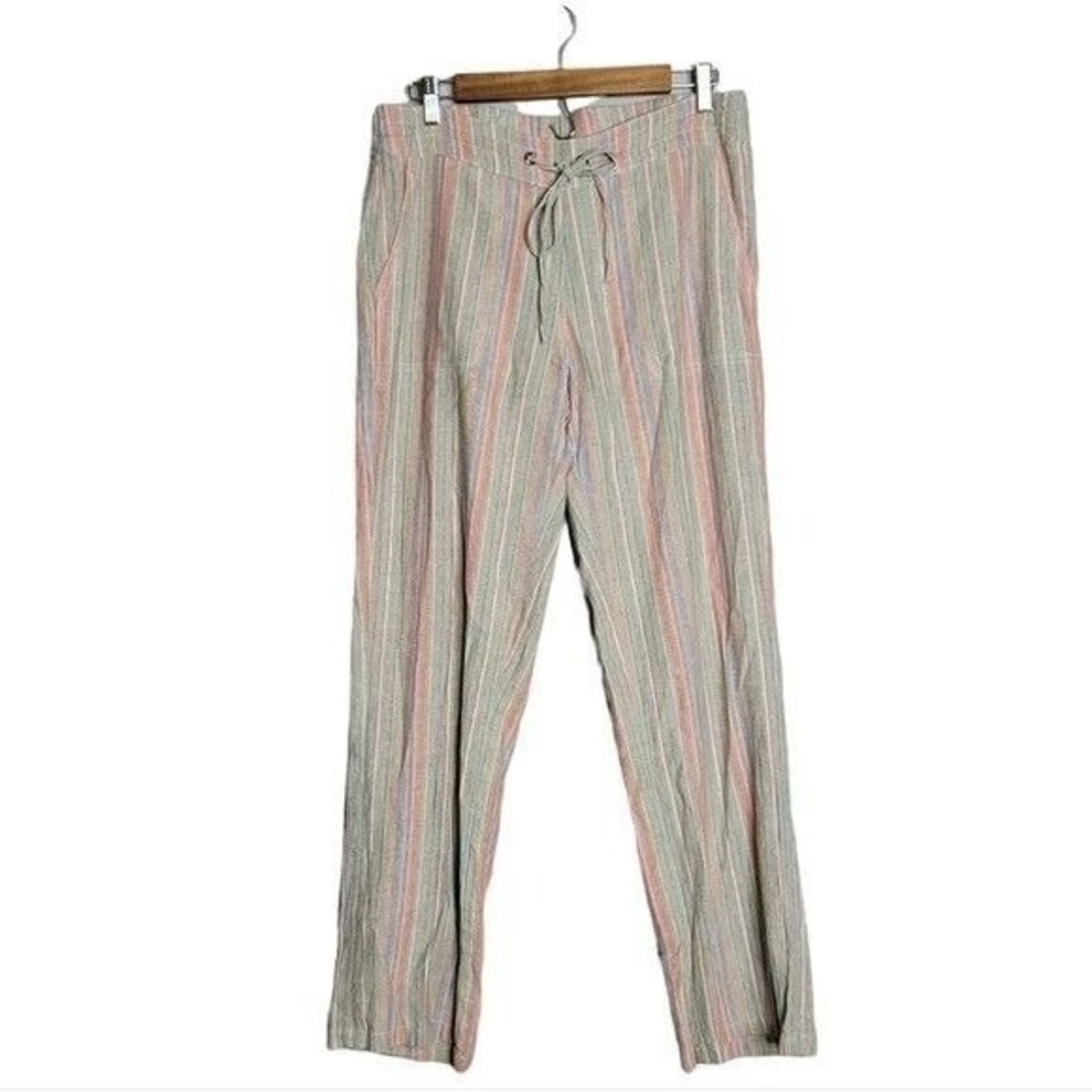 Coastal Grandma‎ Linen Blend Striped Drawstring Beachy Vacation tring Pants M